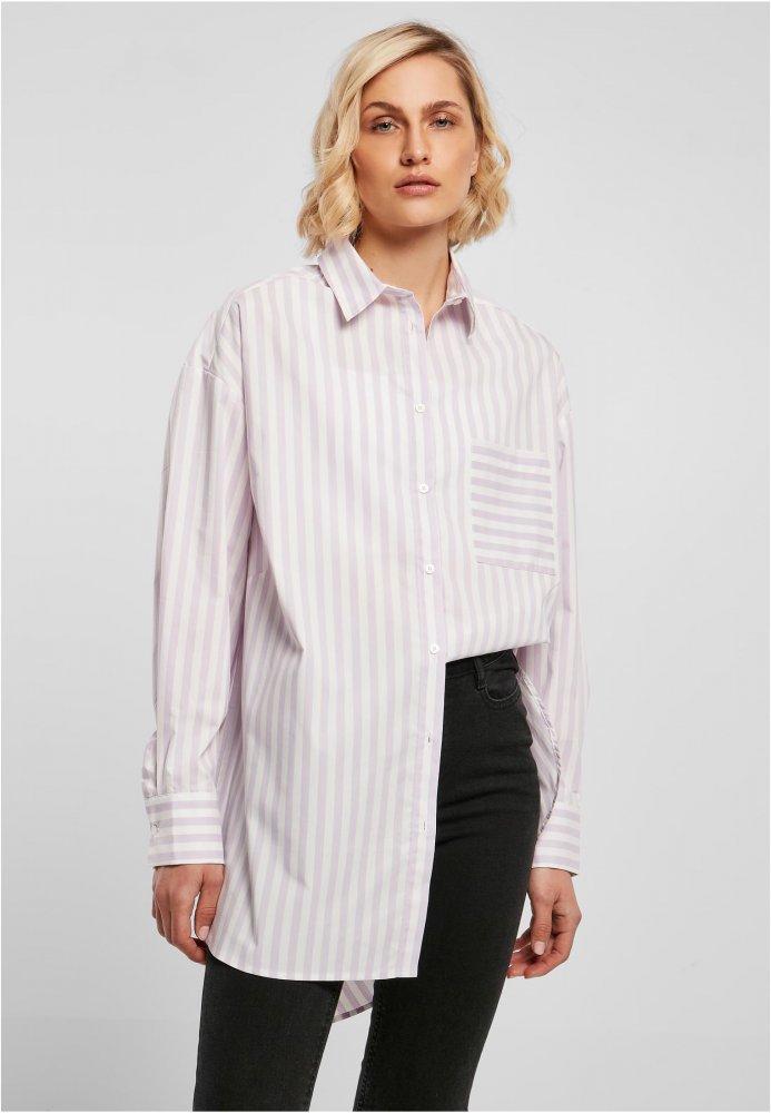 Ladies Oversized Stripe Shirt - white/lilac XS