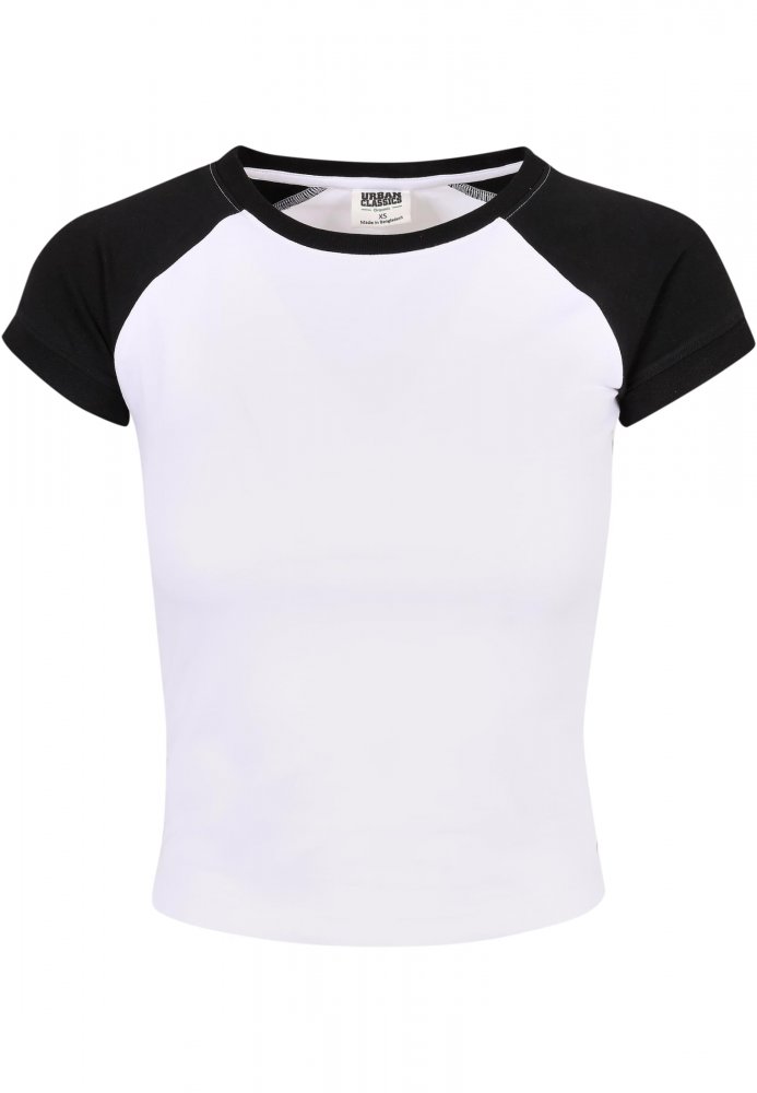 Ladies Organic Stretch Short Retro Baseball Tee - white/black XS