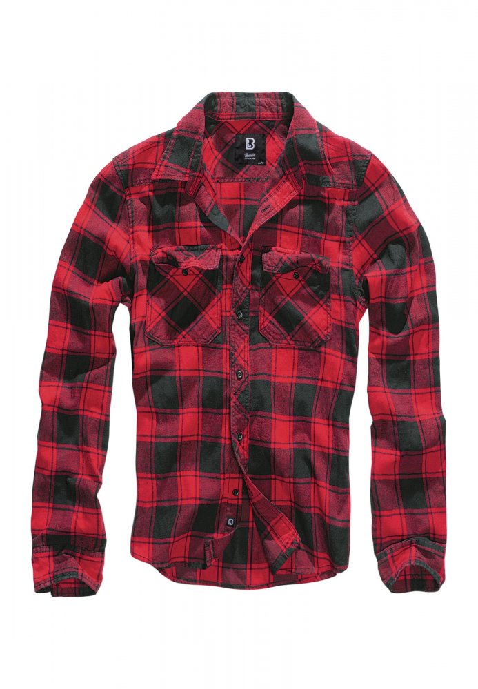Červená/černá pánská košile Brandit Checked Shirt XXL