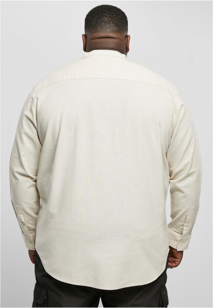 Cotton Linen Stand Up Collar Shirt - softseagrass L