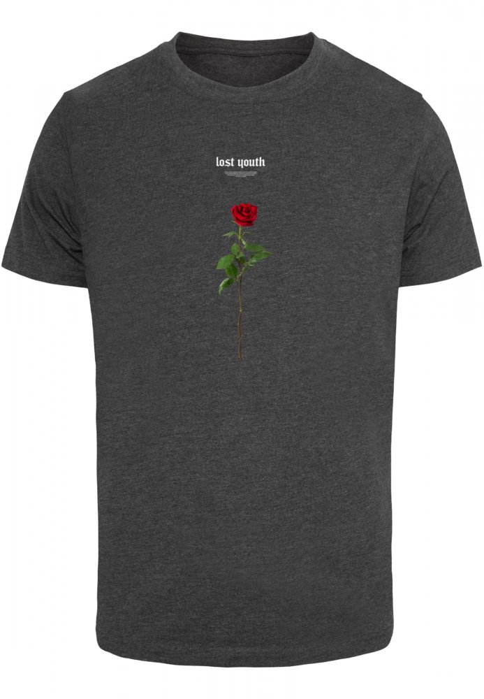 Lost Youth Rose Tee - charcoal XS