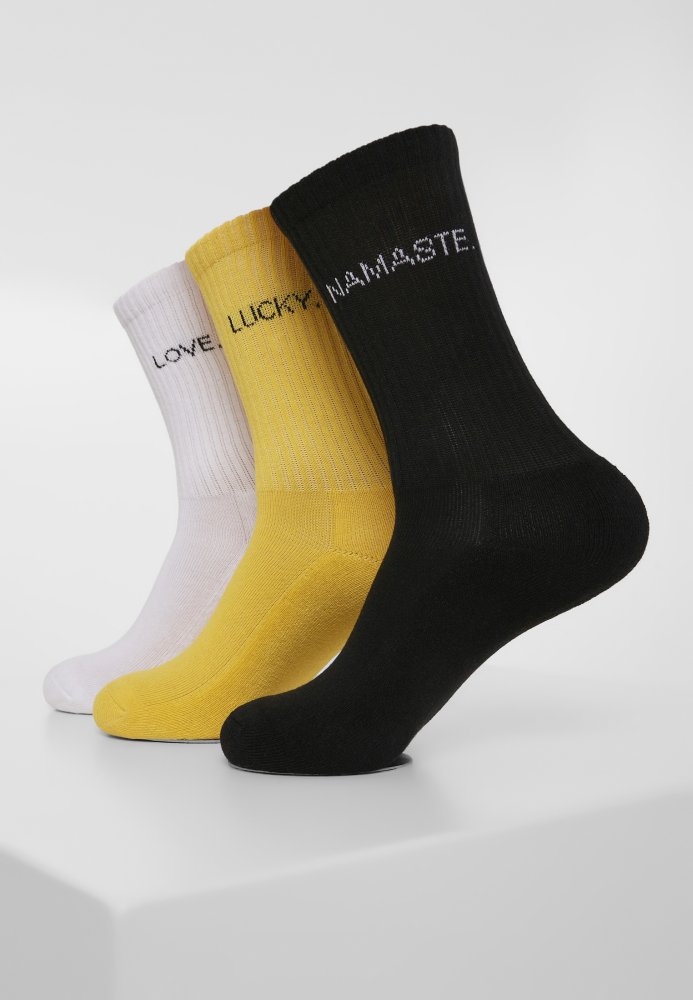Wording Socks 3-Pack - black/white/yellow 43-46