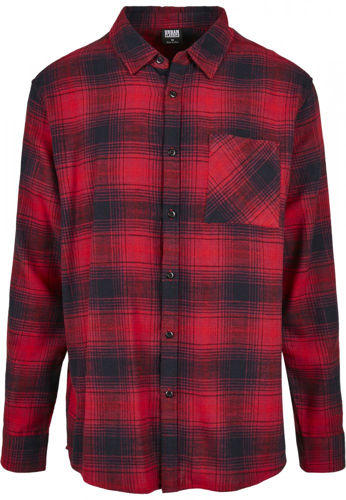 Červeno/černá pánská košile Urban Classics Oversized Checked Grunge Shirt M
