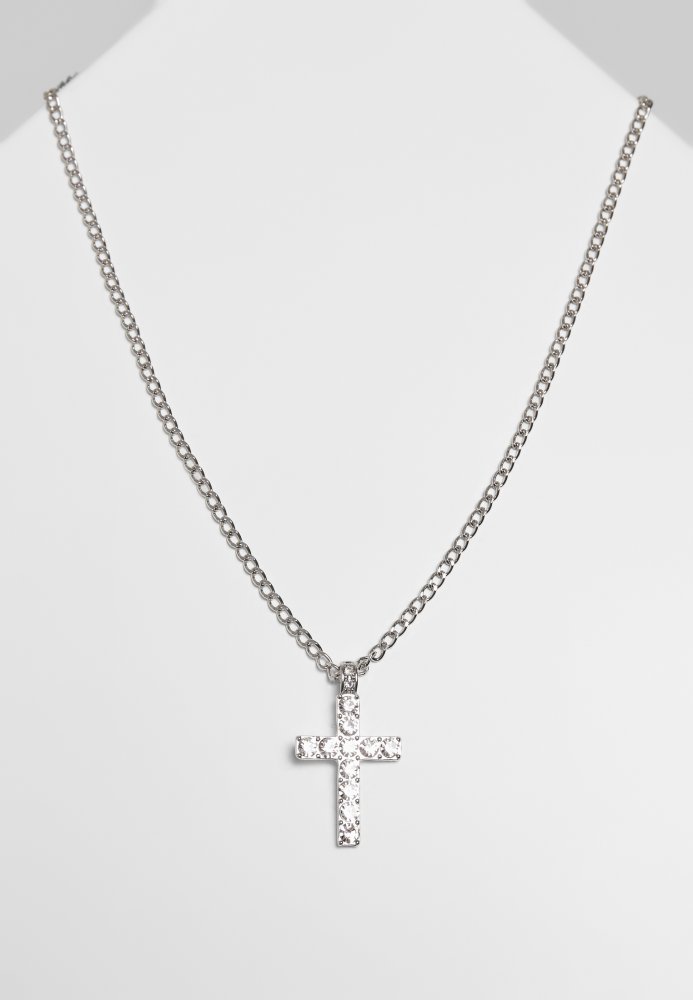 Diamond Cross Necklace - silver