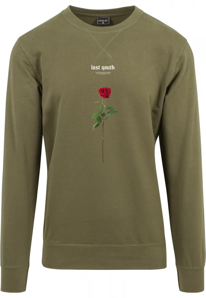 Lost Youth Rose Crewneck - olive M
