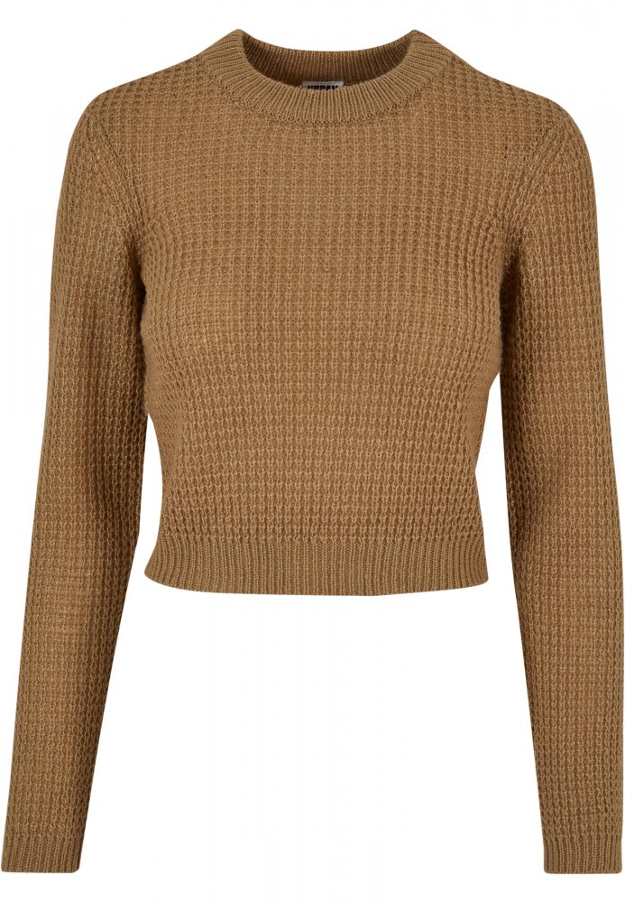 Ladies Short Waffle Sweater - warmsand XL