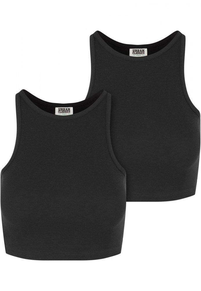 Ladies Organic Cropped Rib Top 2-Pack - black/black XL