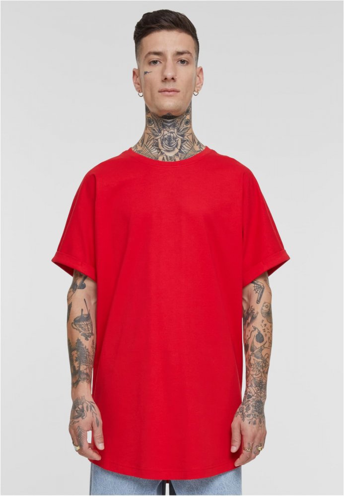 Long Shaped Turnup Tee - cityred L