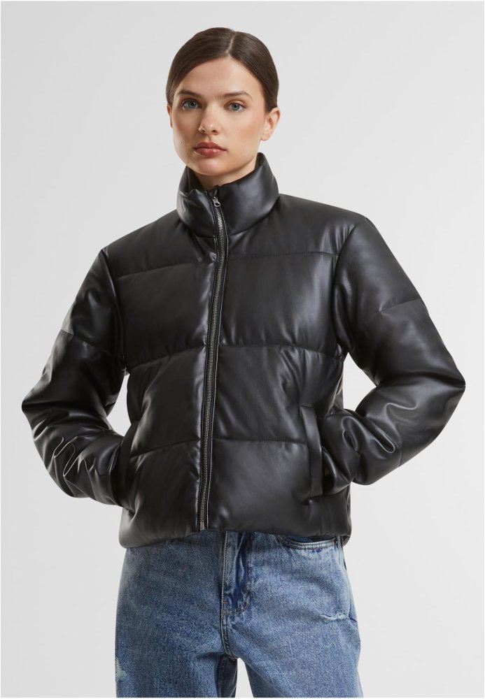 Ladies Synthetic Leather Puffer Jacket L