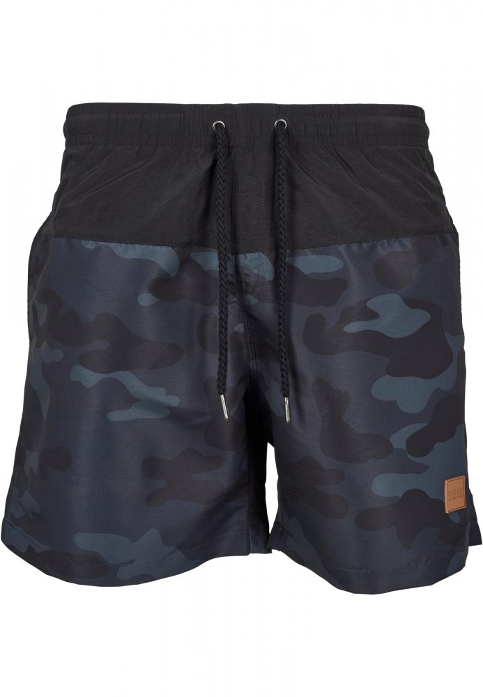 Pánské koupací kraťasy Urban Classics Block Swim Shorts - blk/darkcamo XL