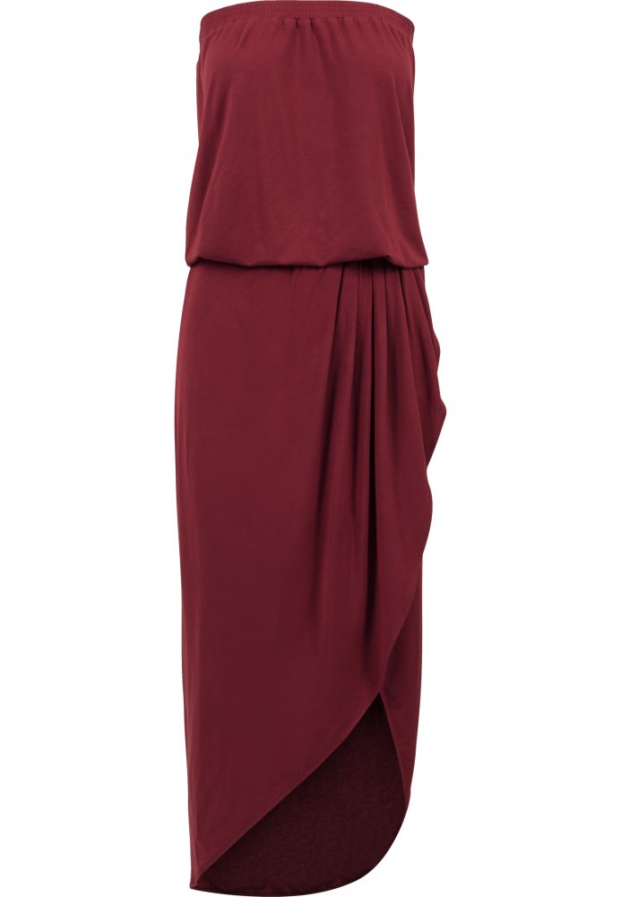 Šaty Urban Classics Ladies Viscose Bandeau Dress - burgundy 4XL