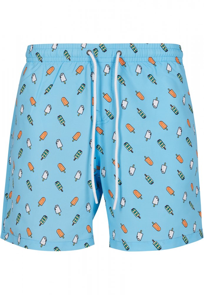 Pánské koupací šortky Urban Classics Pattern Swim Shorts - lightblue/ice XL
