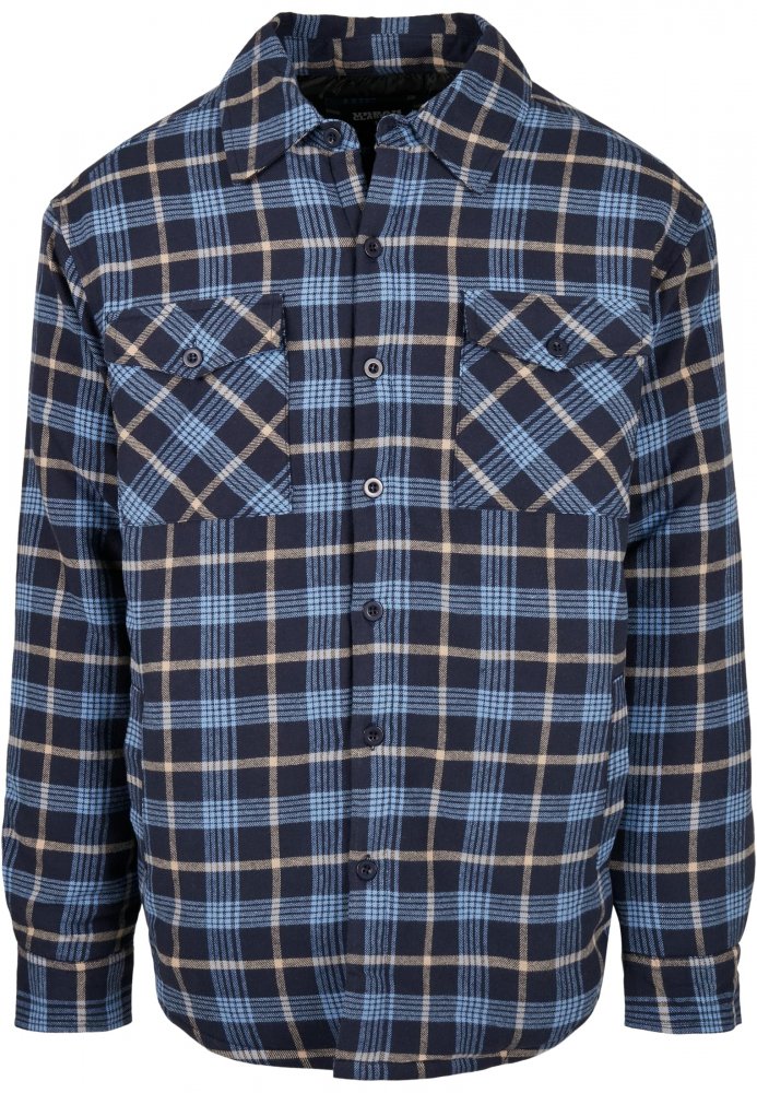 Plaid Quilted Shirt Jacket - lightblue/darkblue L