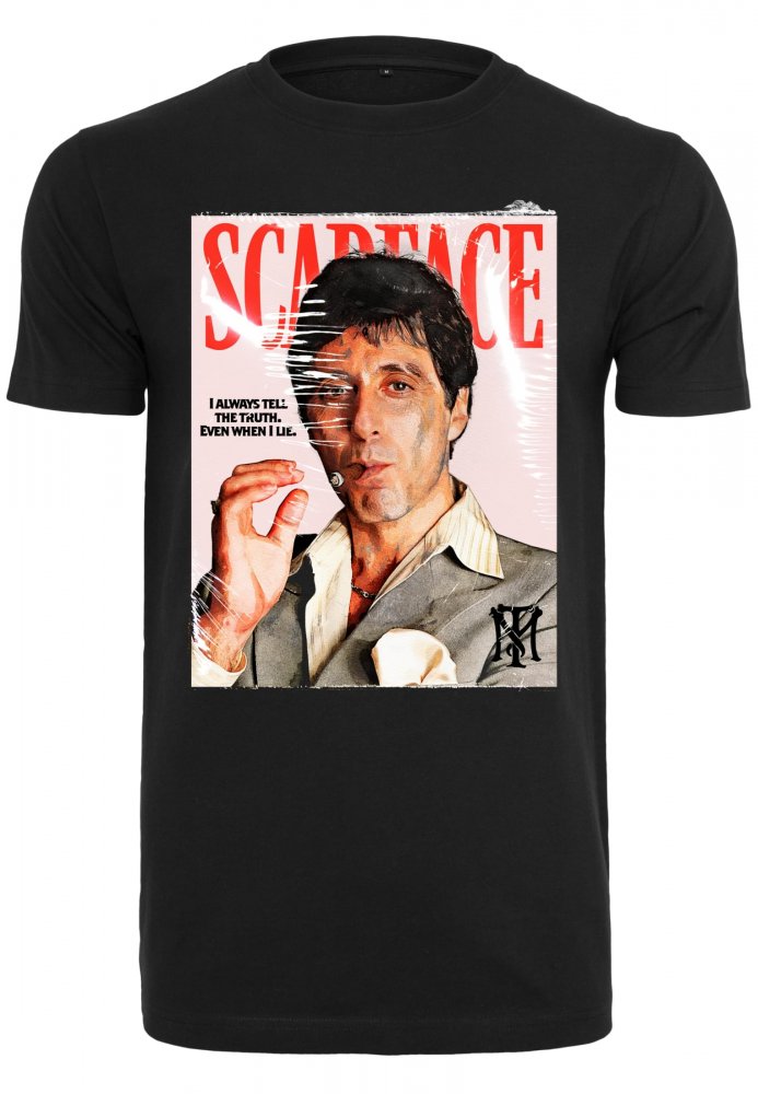 Černé pánské tričko Merchcode Scarface Magazine Cover Tee L
