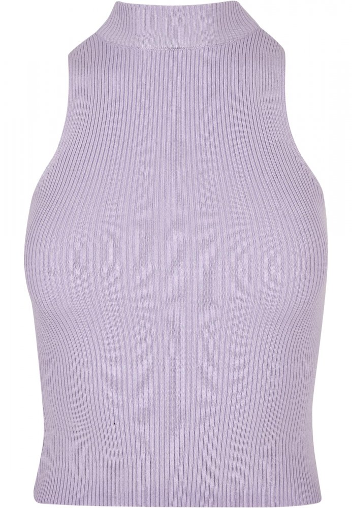 Ladies Short Rib Knit Turtleneck Top - lilac XL