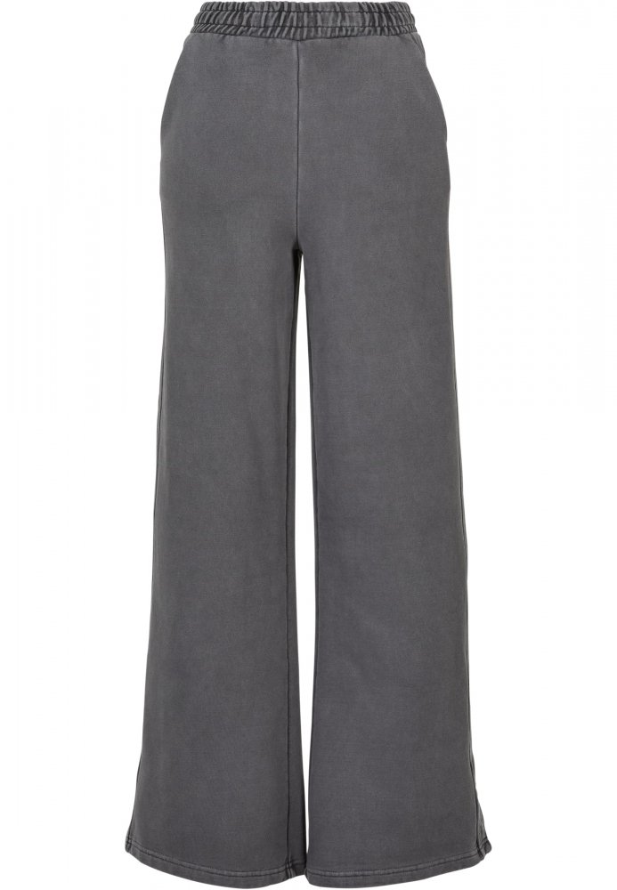 Ladies Heavy Terry Garment Dye Slit Pants - darkshadow XS
