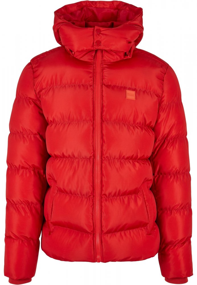 Červená pánská prošívaná zimní bunda Urban Classics Hooded Puffer 3XL
