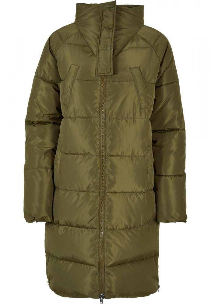 Dámský zimní kabát Urban Classics Ladies High Neck Puffer Coat - olive XXL