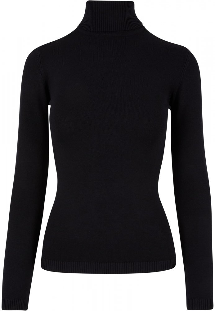 Ladies Knitted Turtleneck Sweater - black 4XL
