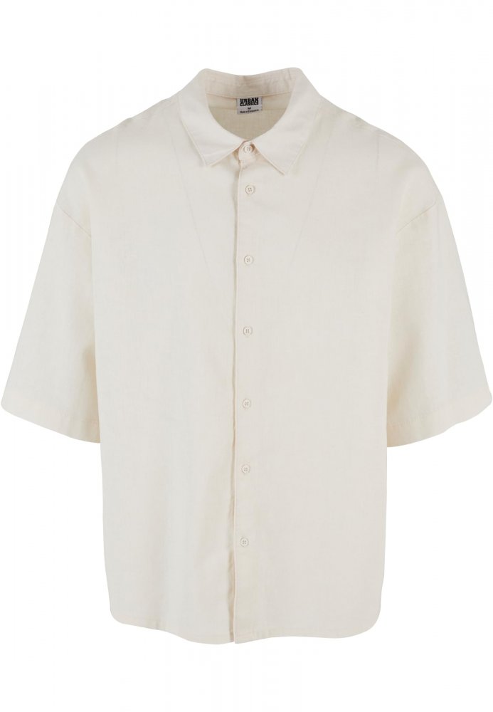 Boxy Cotton Linen Shirt - whitesand XXL