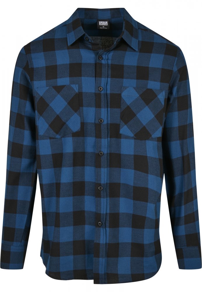 Černo/modrá pánská košile Urban Classics Checked Flanell Shirt 3XL