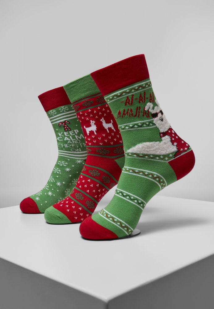 Christmas Lama Socks 3-Pack 43-46