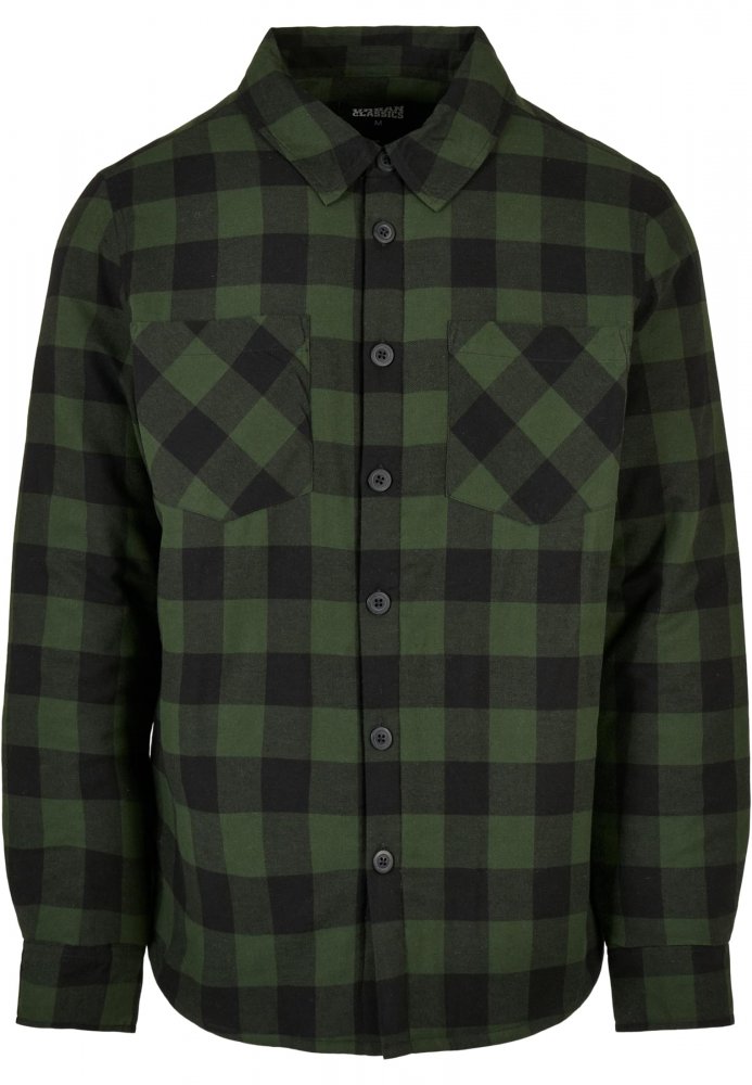 Padded Check Flannel Shirt - black/forest XL