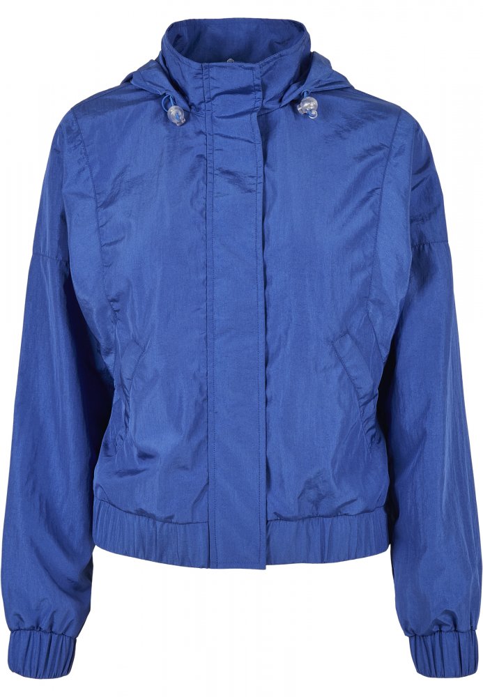 Ladies Oversized Shiny Crinkle Nylon Jacket - sporty blue XS
