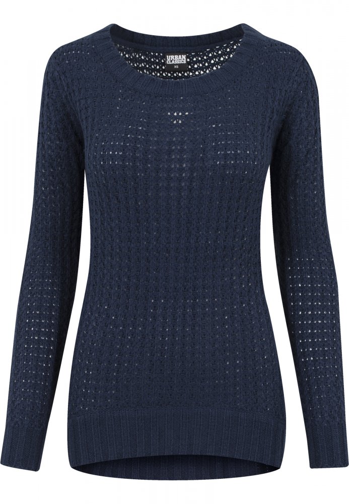 Ladies Long Wideneck Sweater - navy XL