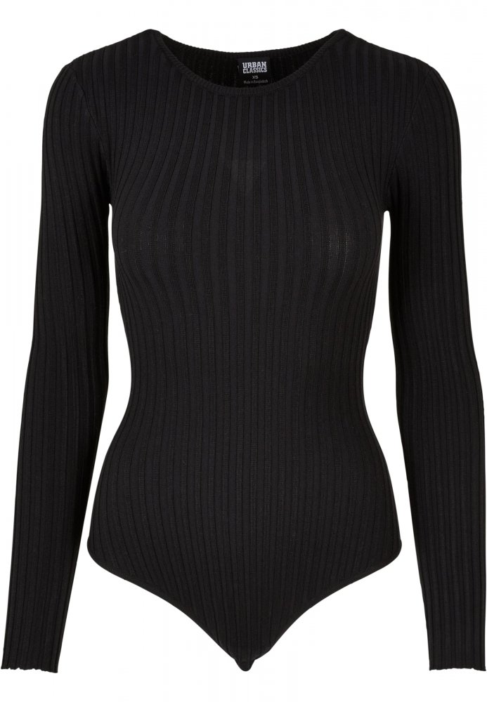 Ladies Rib Knit Longsleeve Body - black 5XL