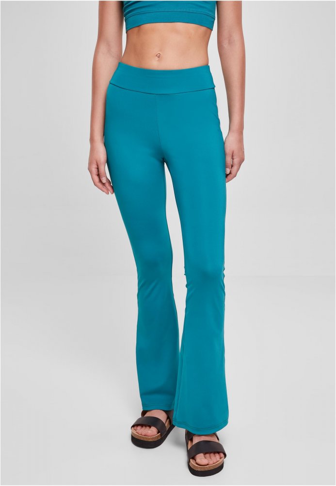 Ladies Recycled High Waist Flared Leggings - watergreen XS