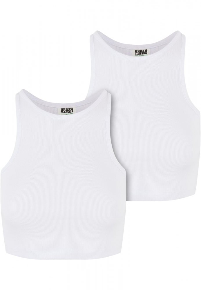Ladies Organic Cropped Rib Top 2-Pack - white/white XXL