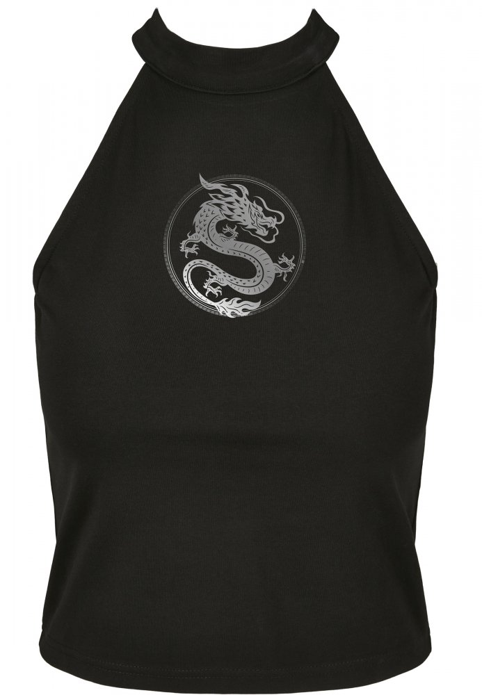 Ladies Dragon Turtleneck Short Top - black 4XL