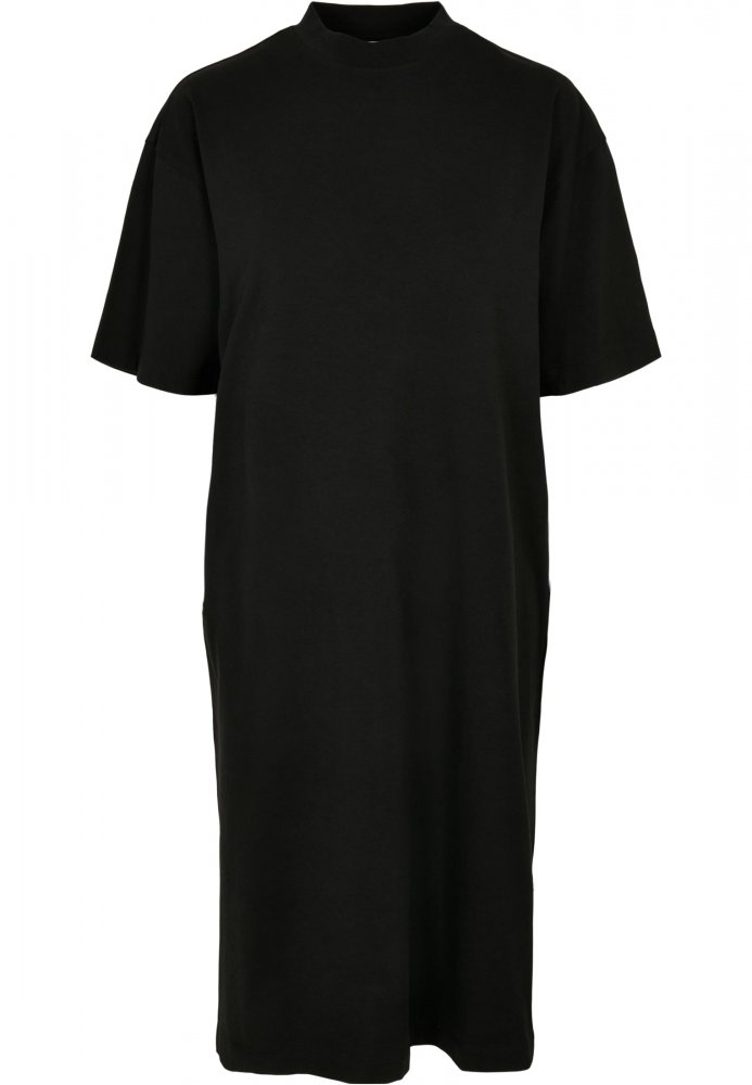 Ladies Organic Long Oversized Tee Dress - black XS