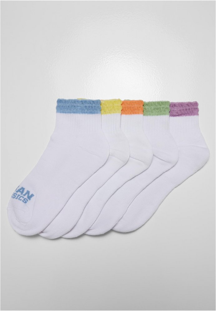 Colored Lace Cuff Socks 5-Pack - black/white 35-38