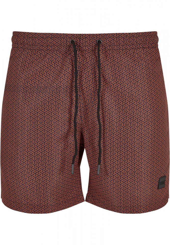 Pánské koupací šortky Urban Classics Pattern Swim Shorts - navygeometric XL