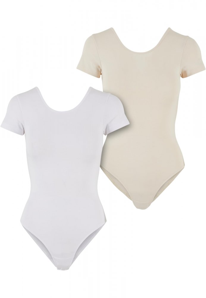 Ladies Organic Stretch Jersey Body 2-Pack - white+whitesand XS