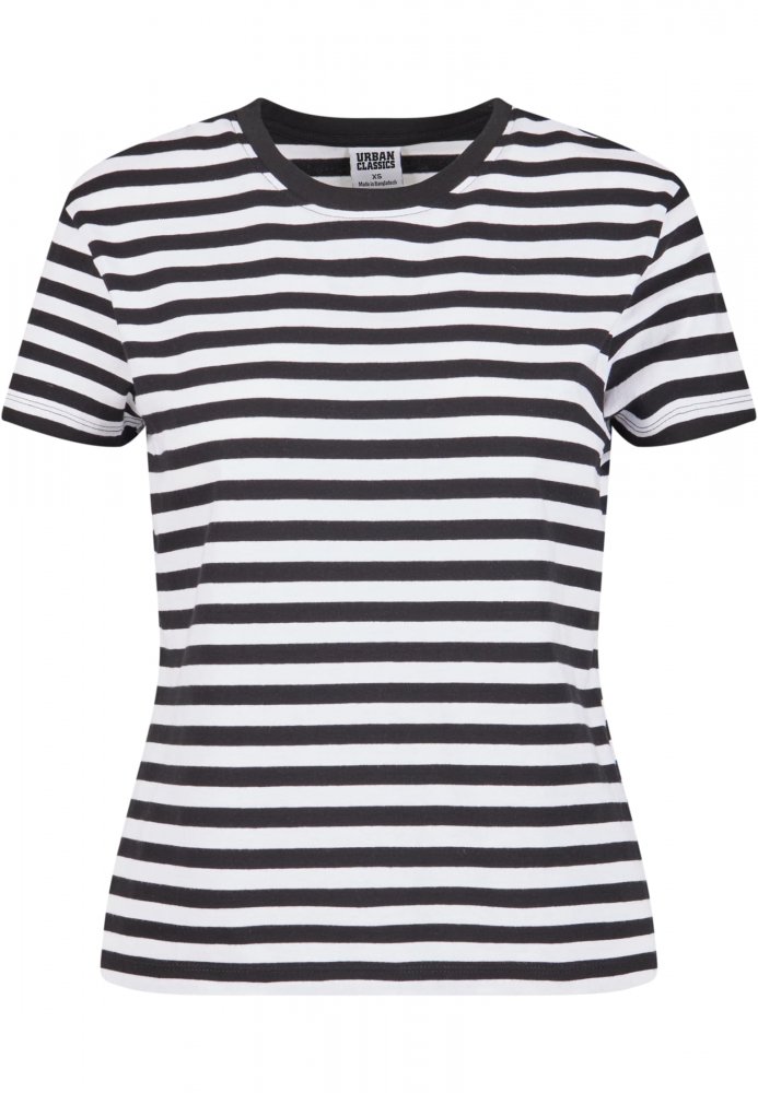 Ladies Regular Striped Tee - white/black 4XL