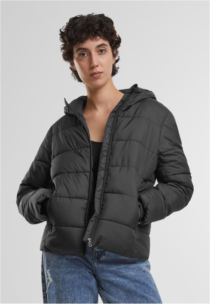 Ladies Short Puffer Jacket With Hood L