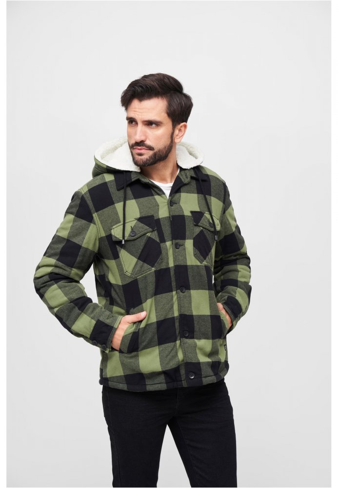 Černo/olivová pánská bunda Brandit Lumberjacket Hooded XXL