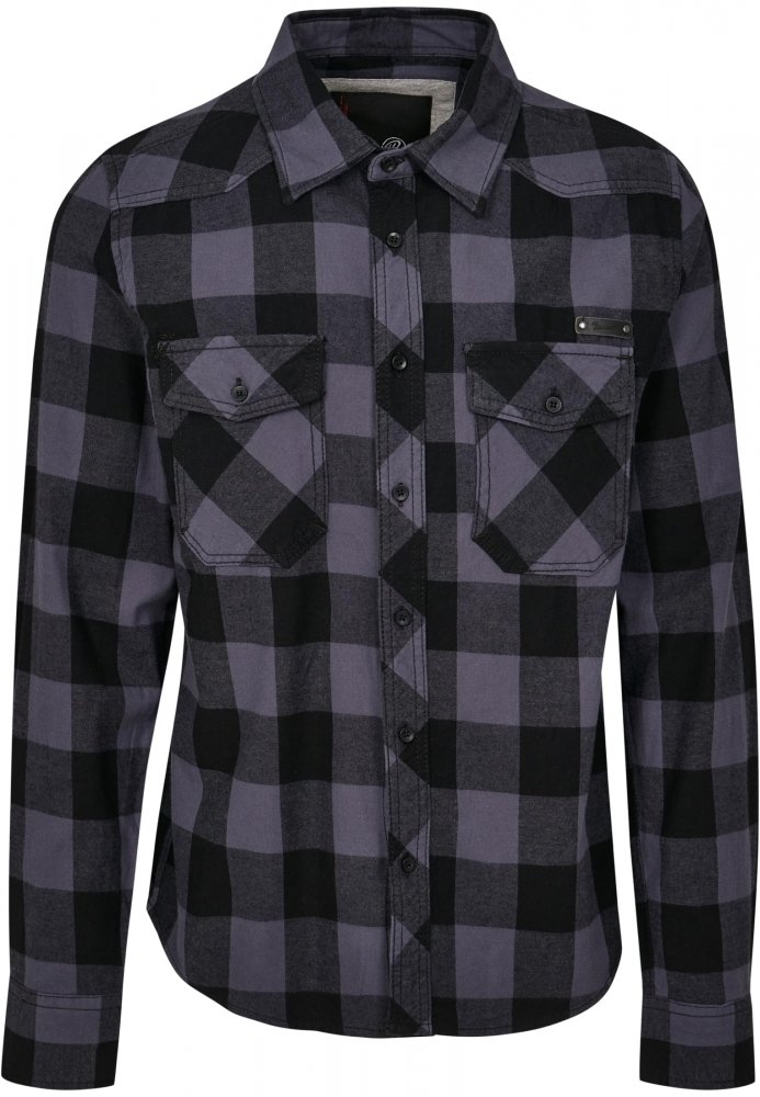 Černá/tmavě šedá pánská košile Brandit Checked Shirt XXL