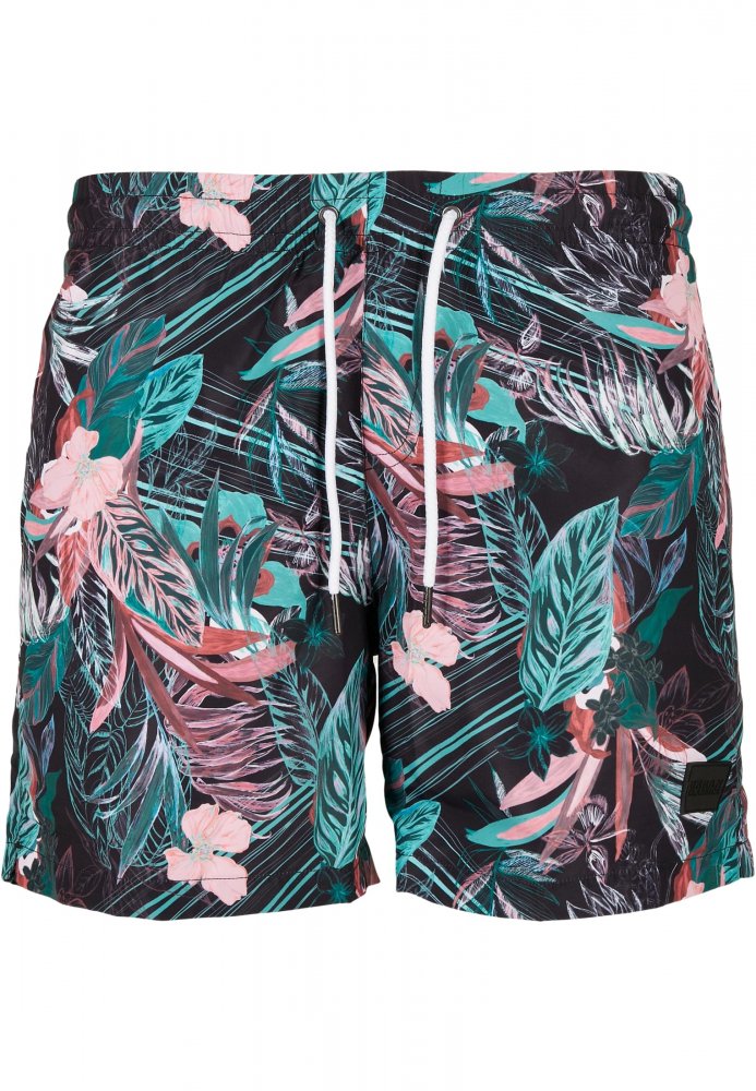 Pánské koupací šortky Urban Classics Pattern Swim Shorts - dark flower aop XXL