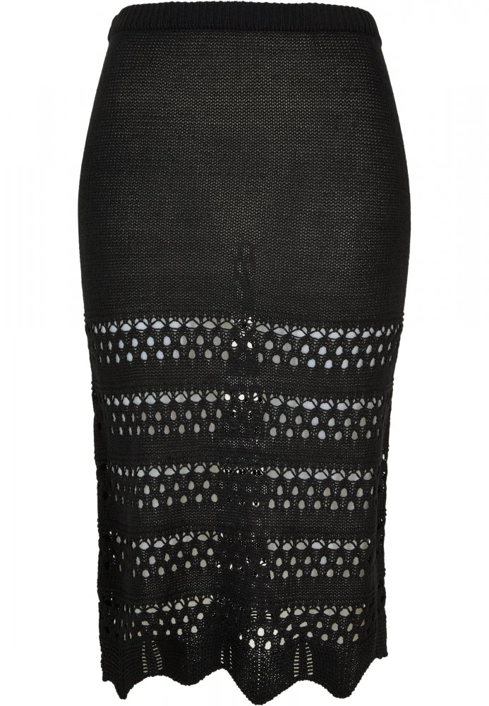 Ladies 3/4 Crochet Knit Skirt - black XXL