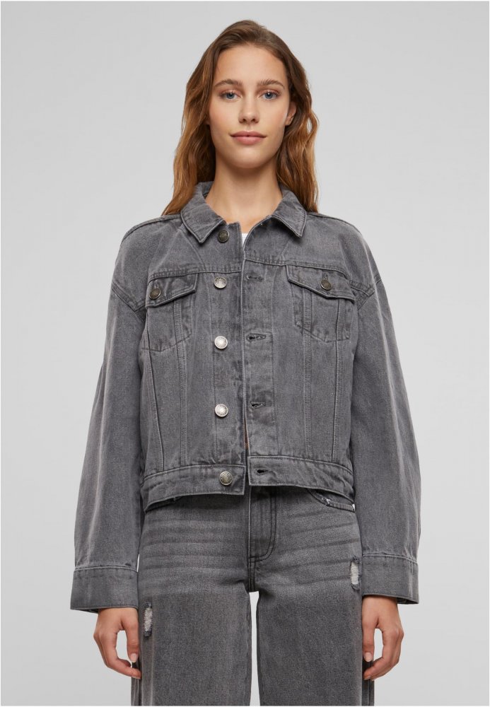Ladies 80‘s Oversized Denim Jacket - new grey washed XXL