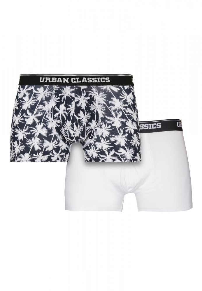 Pánské Boxerky Urban Classics Shorts Double Pack - bílé, palmy M