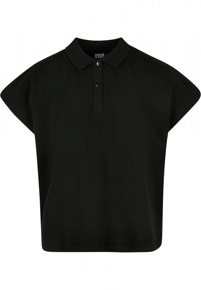 Ladies Oversized Extended Shoulder Polo Tee - black 5XL