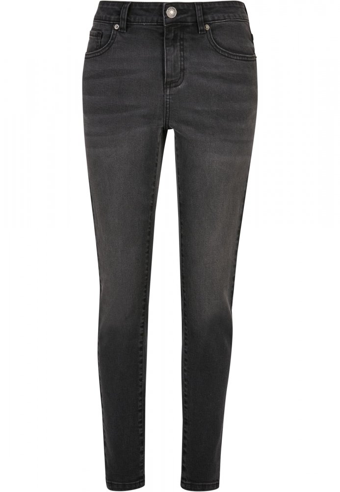 Ladies Mid Waist Skinny Jeans - black washed 28