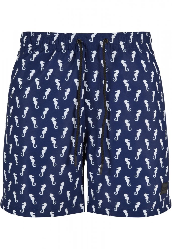 Pánské koupací šortky Urban Classics Pattern Swim Shorts - navyseahorse XL