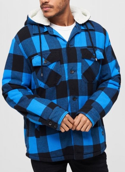 Pánská zateplená košile Brandit Lumberjacket Hooded - black/blue M