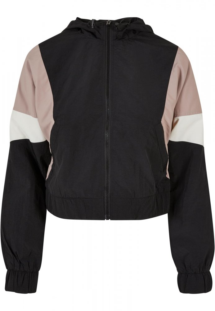 Ladies Short 3-Tone Crinkle Jacket - black/duskrose/whitesand L